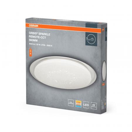 OSRAM Leistungsstarke Orbis Sparkle LED Deckenleuchte ø60cm funkelndes Licht mit Fernbedienung & Tunable White und mit Glanzlichteffekt