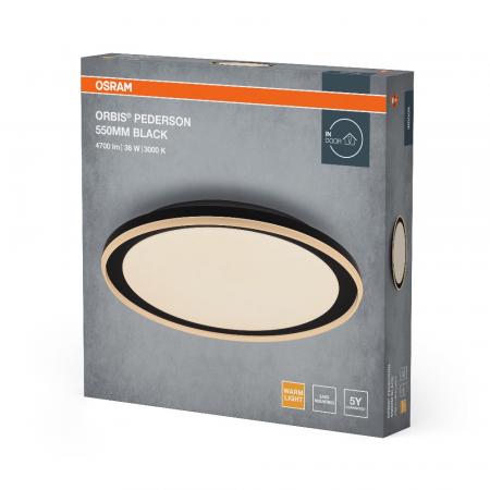 OSRAM Orbis Pederson Deckenleuchte 24W 550MM Schwarz mit warmweißem Licht
