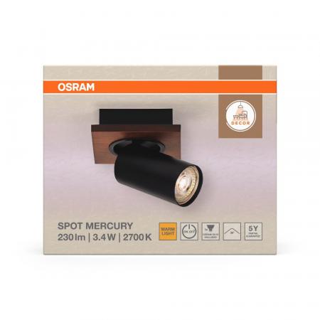 OSRAM Nachhaltiger 1er LED Decor Spot Mercury Wand- und Decken Strahler Schwarz mit hoher Farbwiedergabe