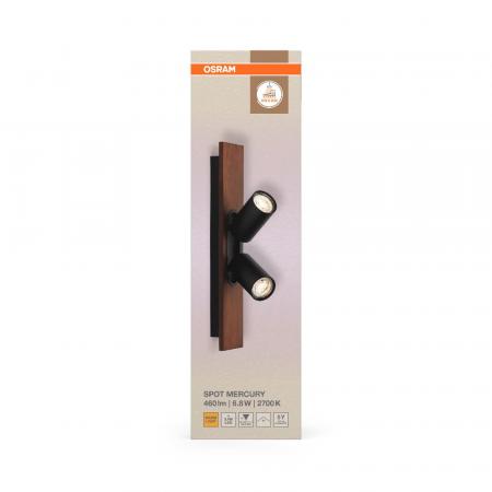 OSRAM Nachhaltiger 2er LED Decor Spot Mercury Wand- und Decken Strahler Schwarz mit hoher Farbwiedergabe