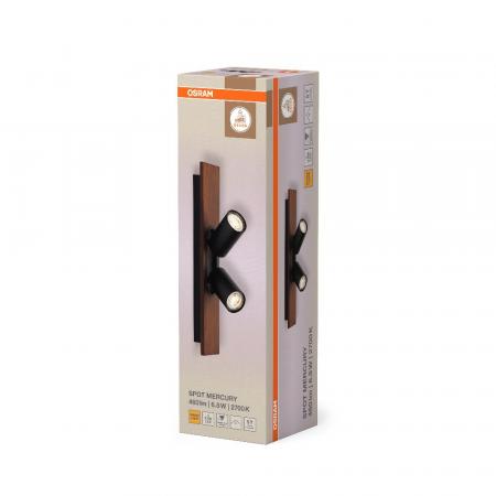 OSRAM Nachhaltiger 2er LED Decor Spot Mercury Wand- und Decken Strahler Schwarz mit hoher Farbwiedergabe