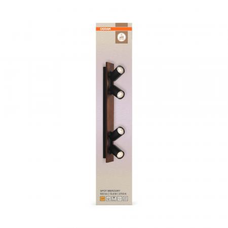 OSRAM Nachhaltiger 4er LED Decor Spot Mercury Wand- und Decken Strahler Schwarz mit hoher Farbwiedergabe