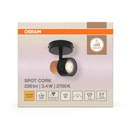 OSRAM Nachhaltiger LED Spot Cork 1er Wand- und Decken Strahler Schwarz