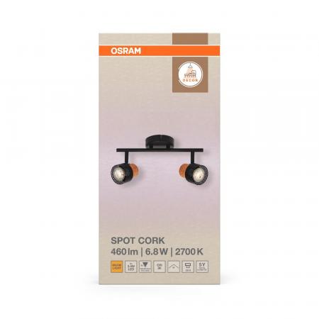 OSRAM Nachhaltiger LED Spot Cork 2er Wand- und Decken Strahler Schwarz