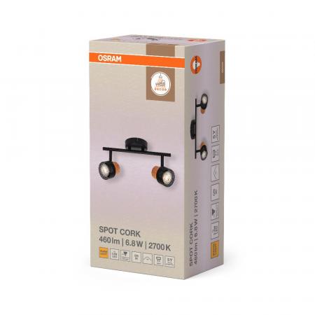 OSRAM Nachhaltiger LED Spot Cork 2er Wand- und Decken Strahler Schwarz