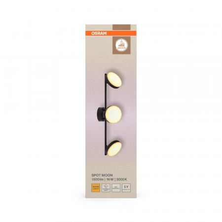 OSRAM Decor 3er Spot Moon Schwenkbarer Deckenstrahler in Schwarz - warmweißes Licht, funktionales und minimalistisches Design, einfache Montage