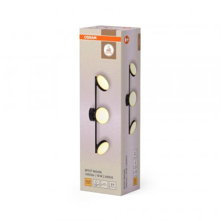 OSRAM Decor 3er Spot Moon Schwenkbarer Deckenstrahler in Schwarz - warmweißes Licht, funktionales und minimalistisches Design, einfache Montage