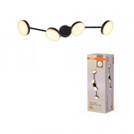 OSRAM Decor 4er Spot Moon Schwenkbarer Deckenstrahler in Schwarz - warmweißes Licht, funktionales und minimalistisches Design, einfache Montage