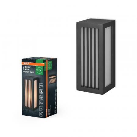 OSRAM Wandleuchte Endura Classic Radick  E27 IP65 - dunkelgrau, Aluminium, schnelle & einfache Installation, mattierter Diffusor