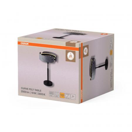 Osram Tischleuchte Decor Curve Felt in Dunkelgrau mit warmweißem Licht Ø 27 cm - Auffällige Leuchte aus Filz