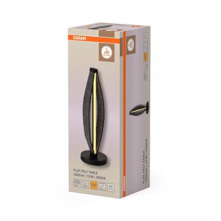 Osram Tischleuchte Decor Flat Felt in Dunkelgrau mit warmweißem Licht - Auffällige Leuchte aus Filz