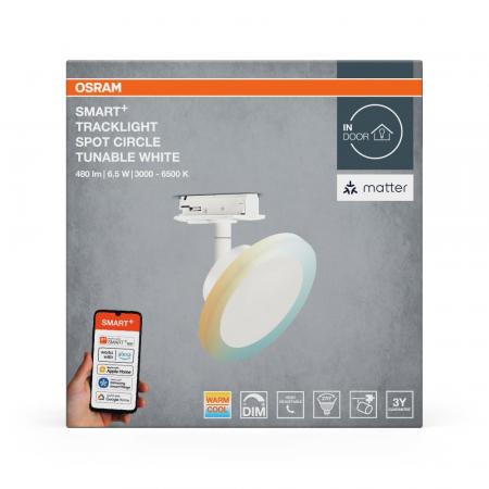 Osram SMART+ Matter 1-Phasen Schienen Leuchtkopf Tracklight Spot Circle Weiß