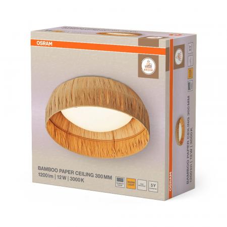 OSRAM Deckenleuchte Decor Bamboo Paper aus nachhaltigem Bambuspapier mit warmweißer LED - Ø 30 cm