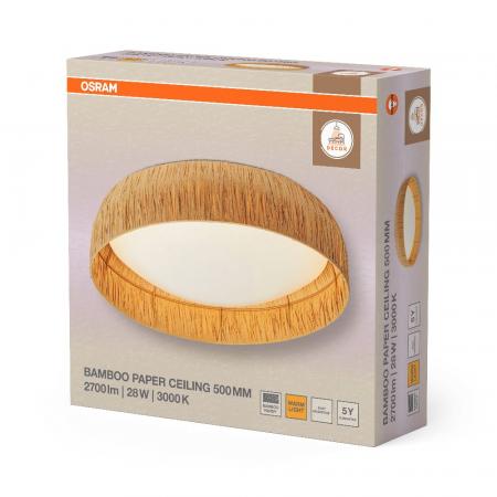 OSRAM Deckenleuchte Decor Bamboo Paper aus nachhaltigem Bambuspapier mit warmweißer LED - Ø 50 cm