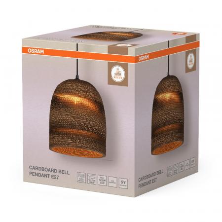 OSRAM Pendelleuchte BELL braun, Ø 26 cm, aus Wellpappe