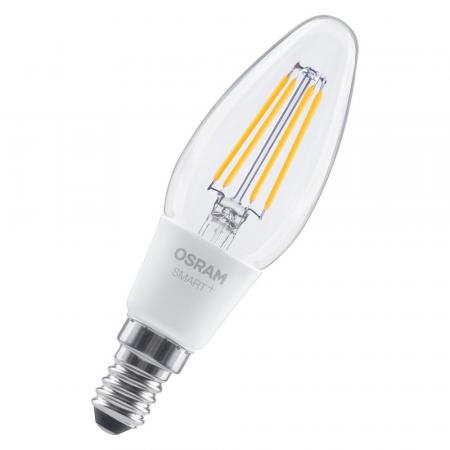 OSRAM E14 SMART+ MATTER Classic B40 Kerze warmweiß 4W wie 40W dimmbar - kompatibel mit Alexa, Google Home, Matter über WiFi