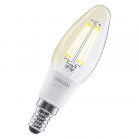 OSRAM E14 SMART+ MATTER Classic B40 Kerze warmweiß 4W wie 40W dimmbar - kompatibel mit Alexa, Google Home, Matter über WiFi