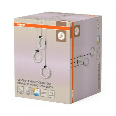 OSRAM Pendelleuchte Decor Circle 3-flammig in Schwarz rund 20W - CLICKCCT - Sehr vielseitig durch eine wählbare Lichtfarbe