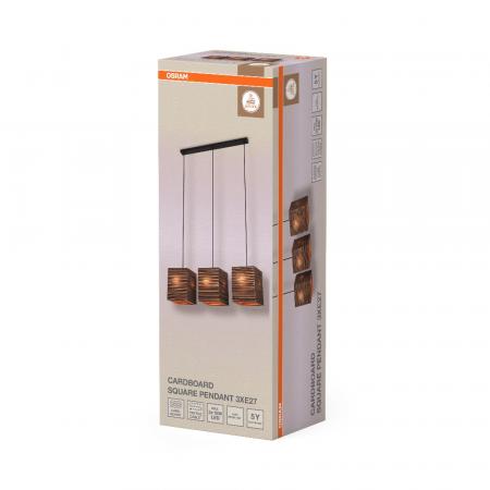 OSRAM Pendelleuchte Decor Cardboard Square 3-flammig braun, aus Wellpappe