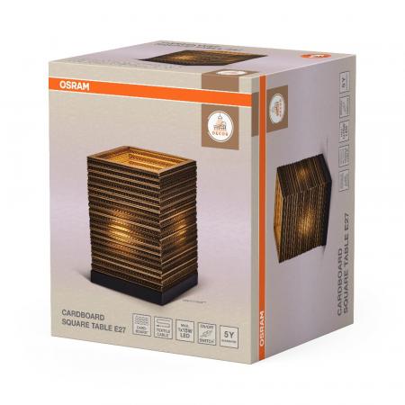OSRAM Tischleuchte Decor Cardboard Square braun, aus Wellpappe