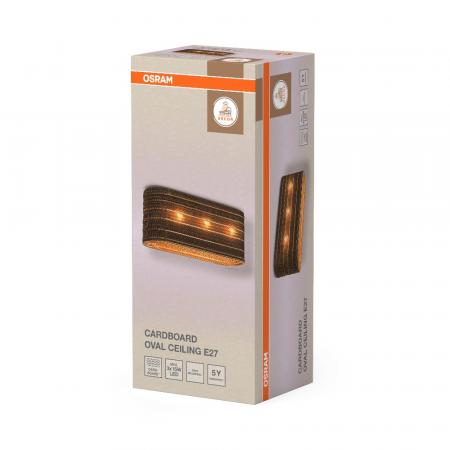 OSRAM Deckenleuchte Decor Cardboard Oval 3-flammig braun, aus Wellpappe