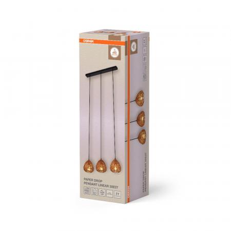 OSRAM Pendelleuchte Decor Paper Drop aus Papier in Tropfenform mit E27 Fassung beige 3-flammig