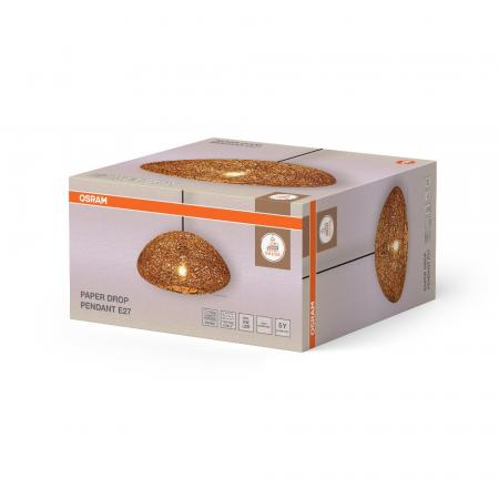 OSRAM Pendelleuchte Decor Paper Drop aus Papier in Tropfenform mit E27 Fassung beige