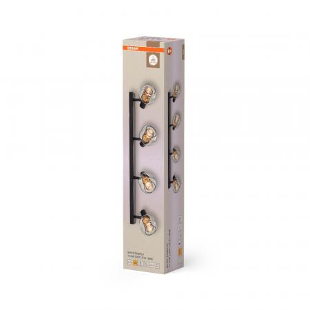OSRAM Decor 4er Spot Firefly in Schwarz - warmweißes Licht, dimmbar, Metall/Glas