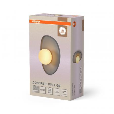 OSRAM Wandleuchte Decor Concrete Nest aus Beton mit G9 Fassung grau - mit matter Glaskugel