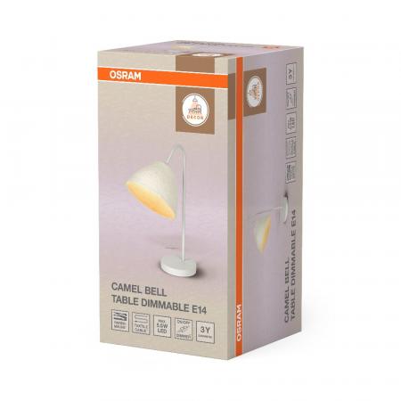 OSRAM Tischleuchte Camel Bell weiß aus Metall und Pappmaschee E14