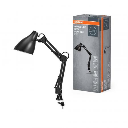 OSRAM Tischleuchte Office Line Desk Pear Clip  E27 schwarz