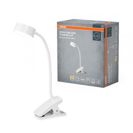 OSRAM LED Tischleuchte / Klemmleuchte Office Line Desk Cylinder Clip .4,8W CCT Tunable White  Dimmbar weiß