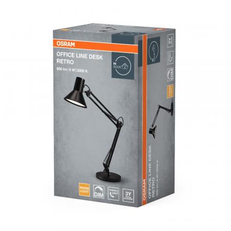 OSRAM Office Line Desk Retro Schreibtischlampe 9W 3000K Dimmbar Schwarz