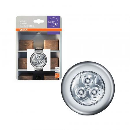 OSRAM DOT-it CLASSIC Silber - flexible batteriebetriebene LED-Leuchte IP20-Schutz, für Garderobe, Küche und als Nachtlicht