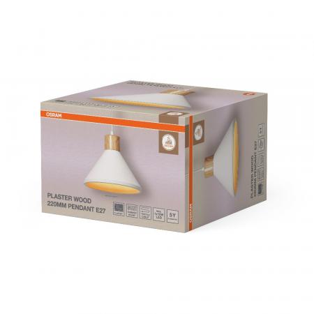 OSRAM GipsHängelampe Plaster Wood weiß Ø 22 cm  E27