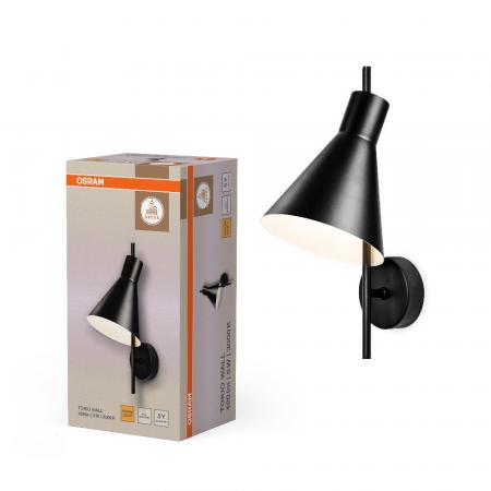 OSRAM Wandleuchte TOKIO 1-flammig aus Stahl in Schwarz inkl. warmweißer LED