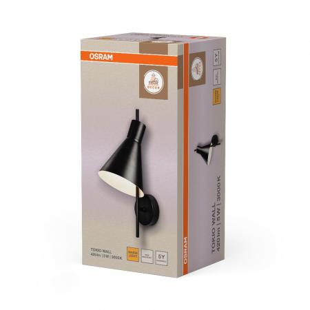 OSRAM Wandleuchte TOKIO 1-flammig aus Stahl in Schwarz inkl. warmweißer LED