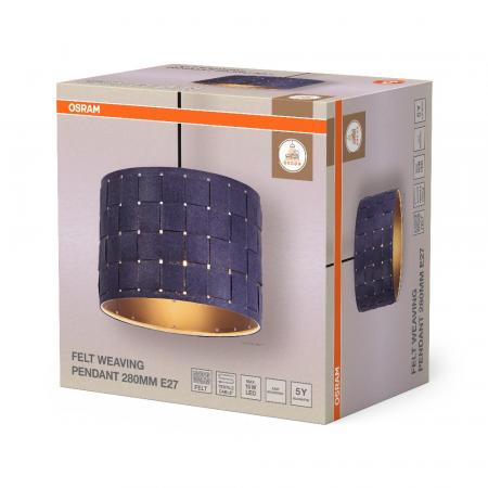 OSRAM Hängeleuchte Decor Felt Weaving aus Filz / Stahl mit E27 Fassung Ø 28cm mit  Textilkabel
