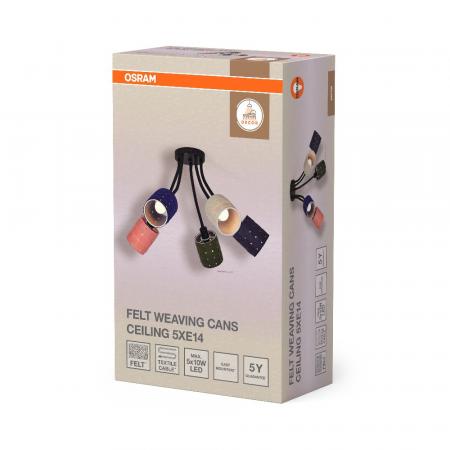 OSRAM Deckenleuchte Decor Felt Weaving Cans Multicolor aus Filz / Stahl mit 5 x E14 Fassung
