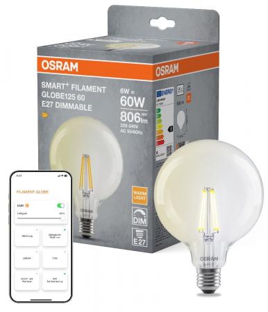 OSRAM  SMART+ MATTER GLOBE 6W wie 60W warmweiß klar dimmbar