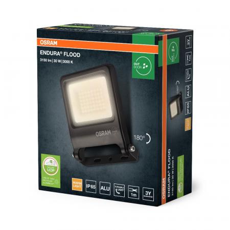Osram Endura Flood LED 30W DG 3000K Warm Fluter Floodlight IP65 grau