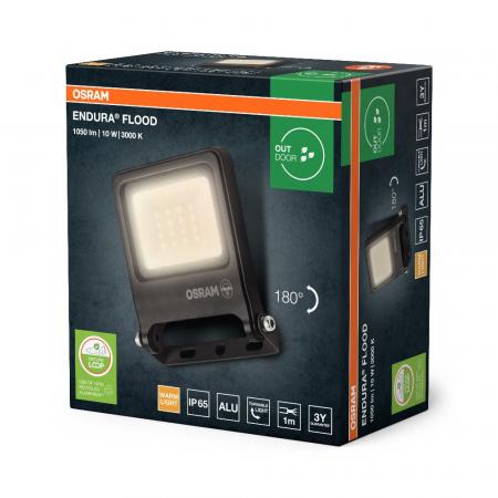 OSRAM Endura Flood LED Fluter 10W 3000K warmweißes Licht IP65 grau