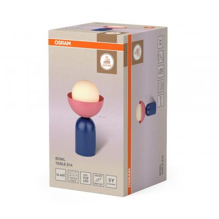 OSRAM Tischleuchte Decor Bowl Table in Blau/ Rosa Ø 20 cm aus Stahl mit E14 Fassung