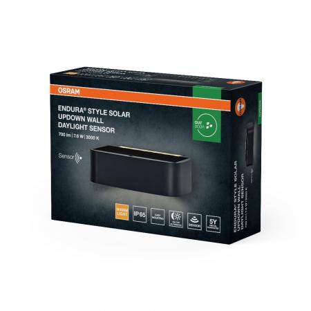 OSRAM ENDURA Style Solar Bright Daylight Sensor Wandleuchte UpDown IP65 Dunkelgrau
