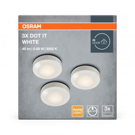 3er Set OSRAM LED Garderoben und Möbelleuchte mobil batteriebetrieben - IP20-Schutz, für Garderobe/Kinderschlafzimmer/Regalunterbau