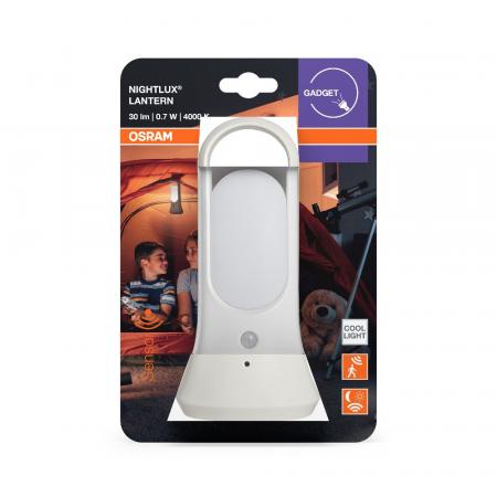 OSRAM Nightlux LED Nachtlicht batteriebetriebene Lampe in Laternenform - Bewegungs- und Tageslichtsensor, neutralweiß 4000 K,  für Küchen, Kinderzimmer, Innenräume