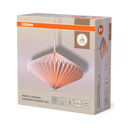 OSRAM Pendelleuchte Decor Paper Lantern Diamond - Dünnes, faltbares Papier, das ein warmes und angenehmes Licht im Leben schafft