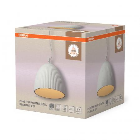 Osram Pendelleuchte Decor Plaster Routes Bell aus Gips in Weiß mit E27 Fassung