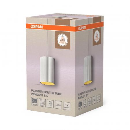 Osram Pendelleuchte Decor Plaster Routes Tube aus Gips in Weiß mit E27 Fassung