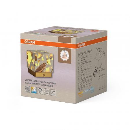 Osram Akku Tischleuchte Decor Gleam aus Terrazzo Stein dimmbar und mit veränerbarer Farbtemperatur (CCT) Beige